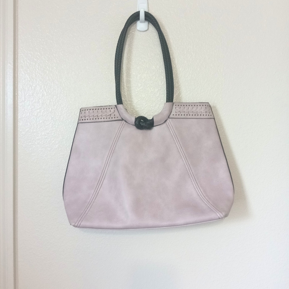 Vegan Leather Twist Knot Double Handle Women's Tote Bag Neutral Color - Picture 2 of 10